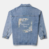 Dusty Blue Waterverf Ivoren Bloemen Bladeren Denim Jacket (Achterkant)