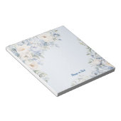 Dusty Blue Waterverf Ivory Flowers Leaves Rustic Notitieblok (Schuin)
