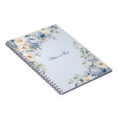 Dusty Blue Waterverf Ivory Flowers Leaves Rustic Notitieboek (Rechterzijde)
