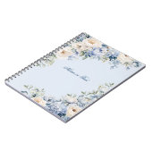 Dusty Blue Waterverf Ivory Flowers Leaves Rustic Notitieboek (Linkerzijde)