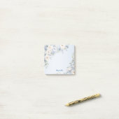 Dusty Blue Waterverf Ivory Flowers Leaves Rustic Post-it® Notes (Op bureau)