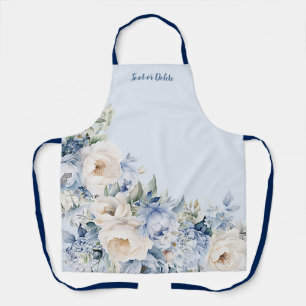 Dusty Blue Waterverf Ivory Flowers Leaves Rustic Schort