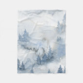 Dusty Blue Waterverf Misty Abstract Forest Fleece Deken (Voorkant)