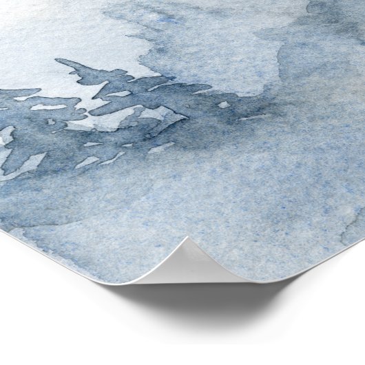 Dusty Blue Waterverf Misty Abstract Forest Poster (Hoek)