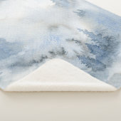 Dusty Blue Waterverf Misty Abstract Forest Sherpa Deken (3/4)