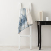 Dusty Blue Waterverf Misty Abstract Forest Sherpa Deken (In situ)