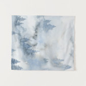 Dusty Blue Waterverf Misty Abstract Forest Wandkleed (Voorkant (horizontaal))