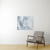 Dusty Blue Waterverf Misty Abstract Forest Wandkleed (In Situ (horizontaal))