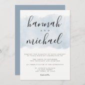 Dusty Blue Waterverf Modern Simple Wedding Kaart (Voorkant / Achterkant)