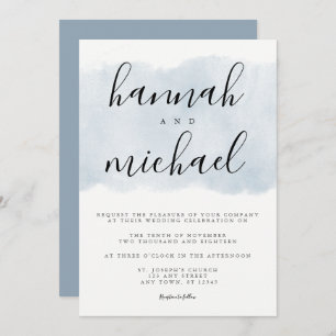 Dusty Blue Waterverf Modern Simple Wedding Kaart