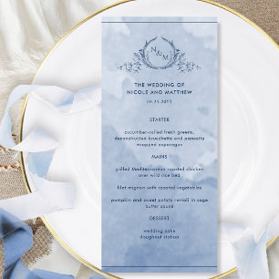Dusty Blue Waterverf Monogrammed Wedding Menu