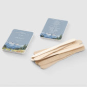 Dusty Blue Waterverf Mountain Wedding Program Handwaaier (Niet-gemonteerd)