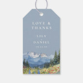 Dusty Blue Waterverf Mountain Wildflower Wedding Cadeaulabel (Achterkant)