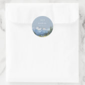 Dusty Blue Waterverf Mountain Wildflower Wedding Ronde Sticker (Tas)