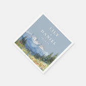 Dusty Blue Waterverf Mountain Wildflower Wedding Servet (Hoek)