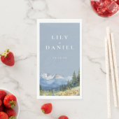 Dusty Blue Waterverf Mountain Wildflower Wedding Servet (Insitu)