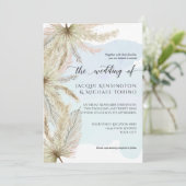 Dusty Blue Waterverf Pampas Grass Palm Greenery Kaart (Staand voorkant)