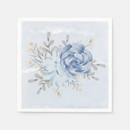 Dusty Blue Waterverf Peonies Wedding Servet