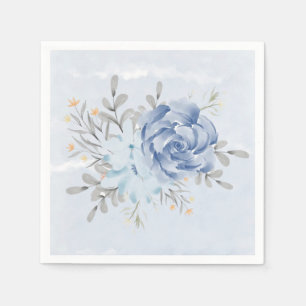 Dusty Blue Waterverf Peonies Wedding Servet