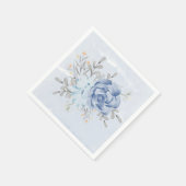 Dusty Blue Waterverf Peonies Wedding Servet (Hoek)