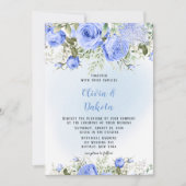 Dusty Blue Waterverf Peony Blossom Chic Wedding Kaart (Voorkant)