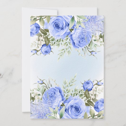 Dusty Blue Waterverf Peony Blossom Chic Wedding Kaart (Achterkant)