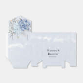 Dusty Blue Waterverf Peony Flowers Wedding Bedankdoosjes (Uitgevouwen)