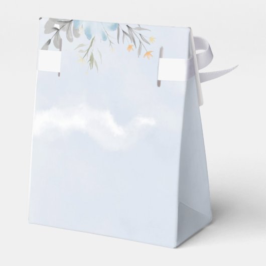 Dusty Blue Waterverf Peony Flowers Wedding Bedankdoosjes (Achterkant)