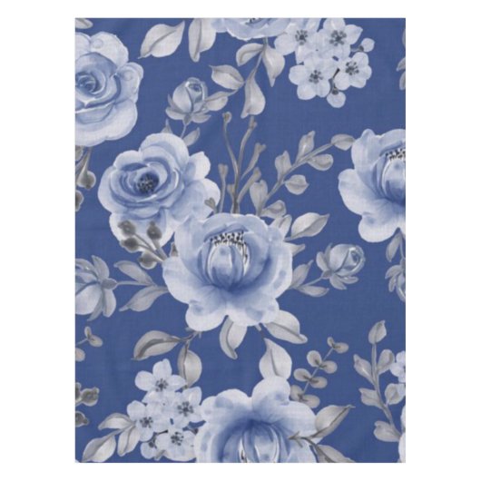 Dusty Blue Waterverf Peony Tapestry Tafelkleed (Voorkant)