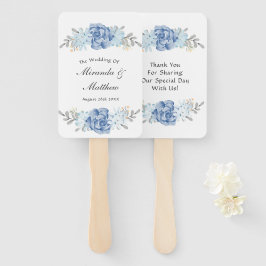 Dusty Blue Waterverf Peony Wedding Handwaaier