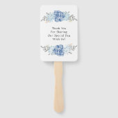 Dusty Blue Waterverf Peony Wedding Handwaaier (Achterkant)