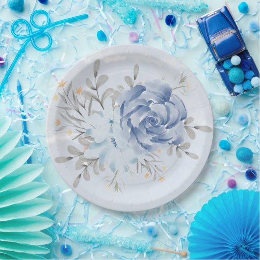 Dusty Blue Waterverf Peony Wedding Paper Bord (Feest)