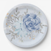 Dusty Blue Waterverf Peony Wedding Paper Bord (Voorkant)