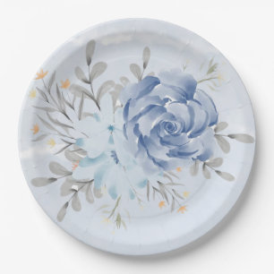 Dusty Blue Waterverf Peony Wedding Paper Bord