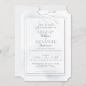 Dusty Blue Waterverf Pewter Willow Branch Save The Date (Voorkant)