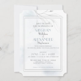 Dusty Blue Waterverf Pewter Willow Branch Save The Date