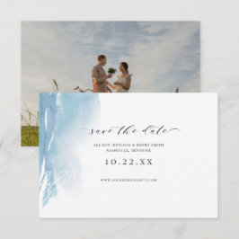 Dusty Blue Waterverf Photo Save the Date