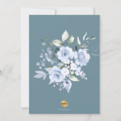 Dusty Blue Waterverf Rozen Christening Kaart (Achterkant)