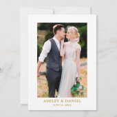 Dusty Blue Waterverf Rozen Foto Gold Wedding Kaart (Achterkant)