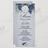  Dusty Blue Waterverf Rozen Menu (Voorkant / Achterkant)