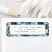 Dusty Blue Waterverf Rozen Pattern Etiket (Insitu)