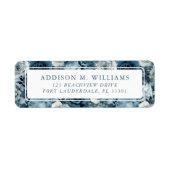 Dusty Blue Waterverf Rozen Pattern Etiket (Voorkant)