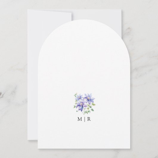 Dusty Blue Waterverf Rustic Bloemboog bruiloft Kaart (Achterkant)