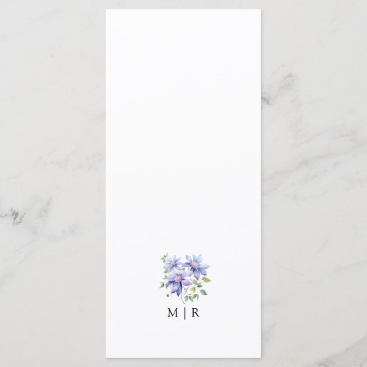 Dusty Blue Waterverf Rustic Floral Wedding Menu (Achterkant)