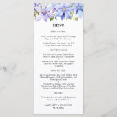 Dusty Blue Waterverf Rustic Floral Wedding Menu (Voorkant)