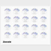 Dusty Blue Waterverf Rustic Floral Wedding Ronde Sticker (Vel)
