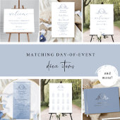 Dusty Blue Waterverf Script Monogram Wedding Menu