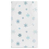 Dusty Blue Waterverf Snowflake Gift Bag Klein Cadeauzakje (Achterkant)