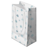 Dusty Blue Waterverf Snowflake Gift Bag Klein Cadeauzakje (Voorkant Gekanteld)