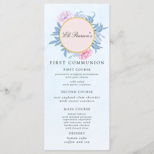 Dusty Blue Waterverf Succulent First Community Menu (Voorkant)